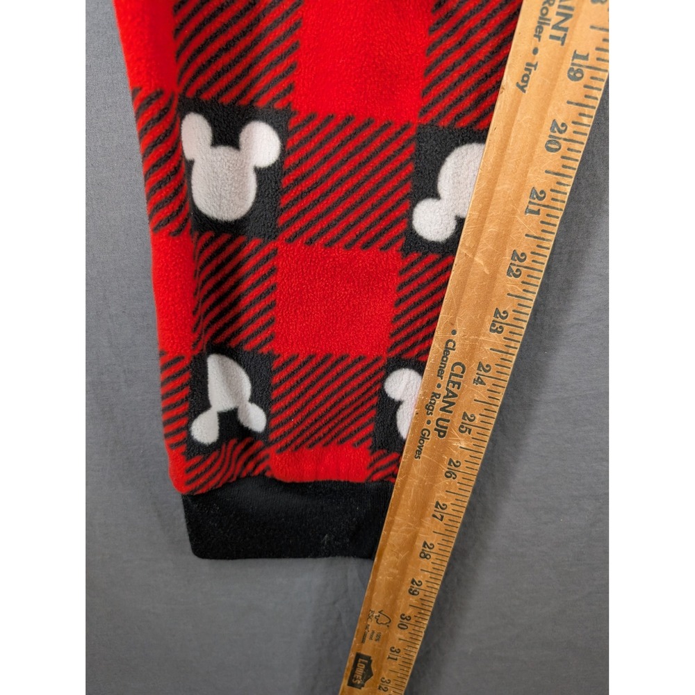 Disney 100 Mickey Mouse‎ Buffalo Plaid Hooded One Piece Pajamas Red Black Medium - Picture 4 of 9